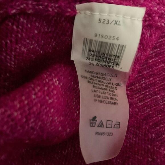 Vince Camuto Sweater Euphoria Crew Neck Drop Shoulder Fuchsia Pink Heather XL - Picture 6 of 11